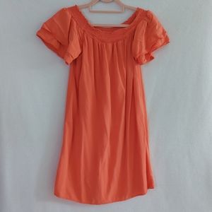 Old Navy Smocked Off the Shoulder Orange Short Sleeve  Dress Size M